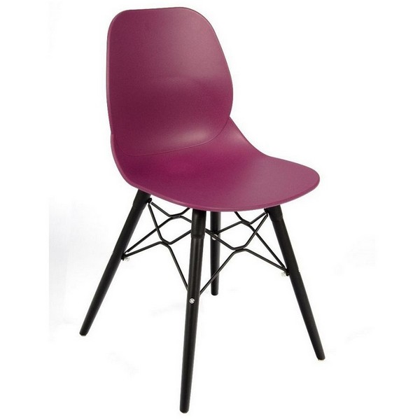 Shoreditch Black Wood Leg Chairs - Plum