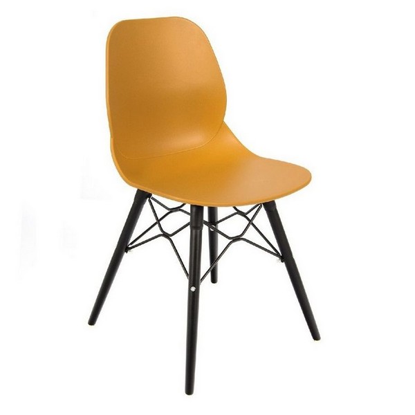 Shoreditch Black Wood Leg Chairs - Mustard