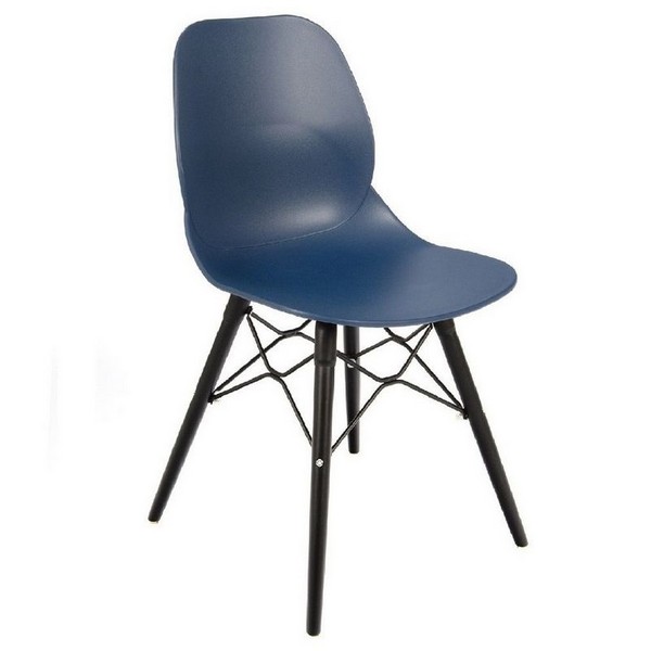 Shoreditch Black Wood Leg Chairs - Navy