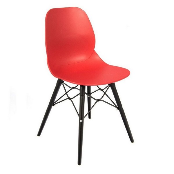Shoreditch Black Wood Leg Chairs - Red