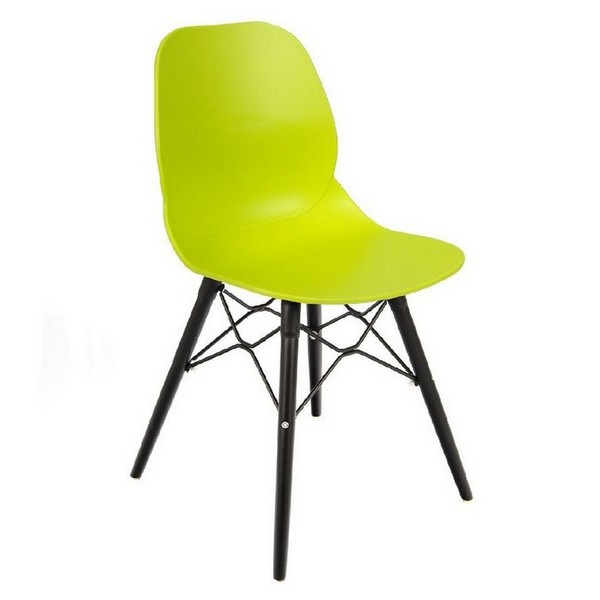Shoreditch Black Wood Leg Chairs - Lime