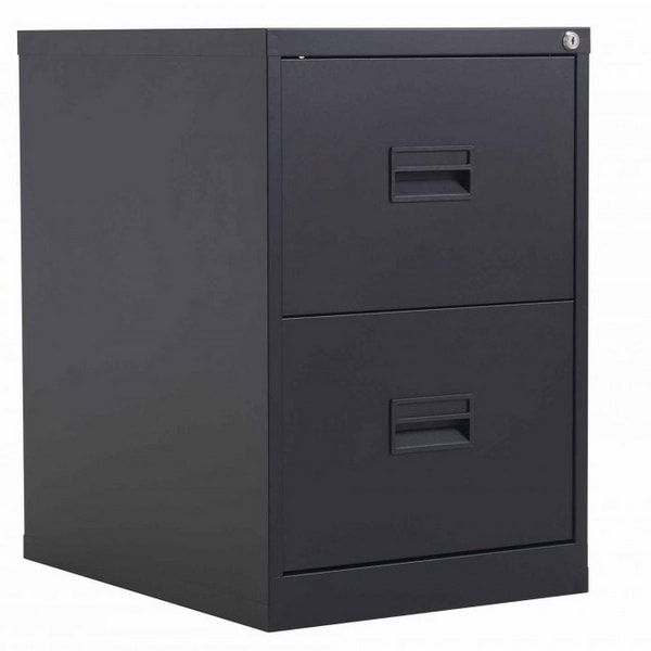 Talos Steel 2 Drawer Filing Cabinet - Black