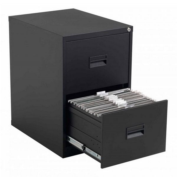 Talos Steel 2 Drawer Filing Cabinet - Black