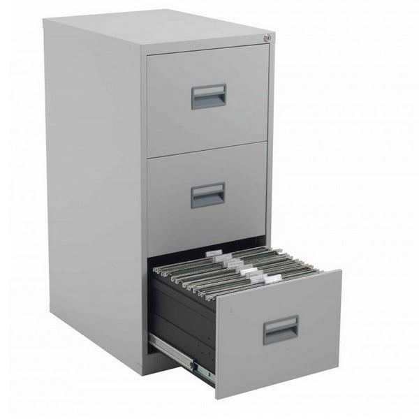 Talos Steel 3 Drawer Filing Cabinet - Grey