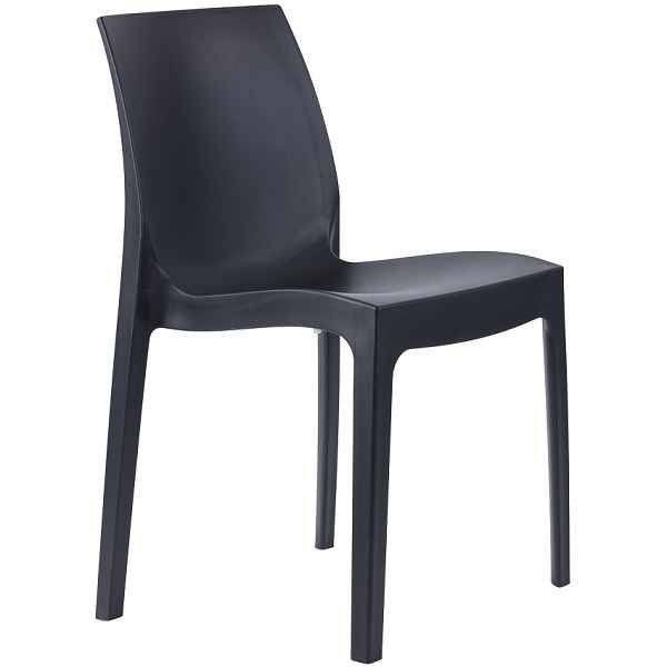 Anthracite Strata Stackable Plastic Chairs - Outdoor / Indoor - Black