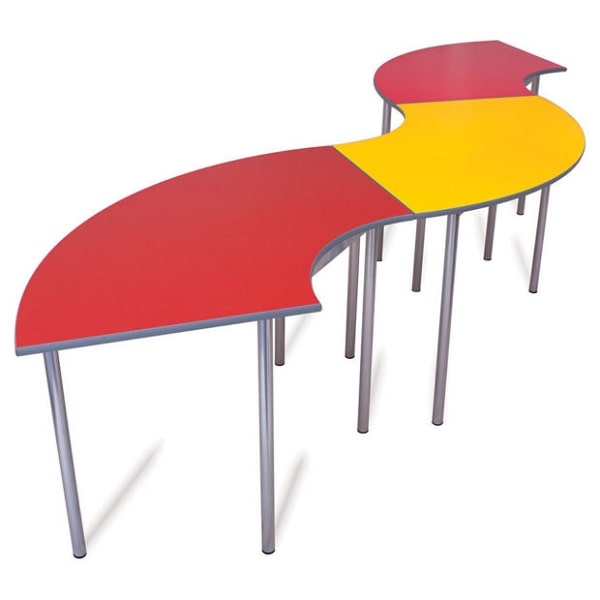 Chunky Adv Curve Tables for Modern Classrooms 1490x600mm - PU Edge