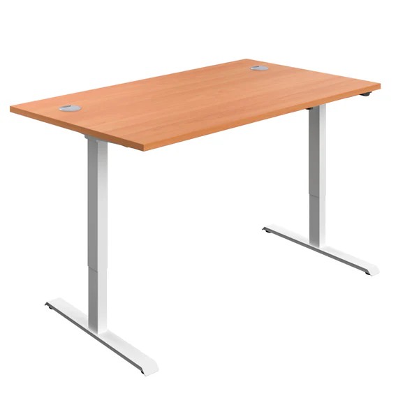 Economy Single Motor Sit to Stand Desk in Beech, White, Grey Oak, Nova Oak