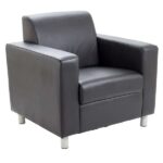 Leather Faced Arm Chair / Tub Chairs - Silver Metal Feet | Style & Comfort