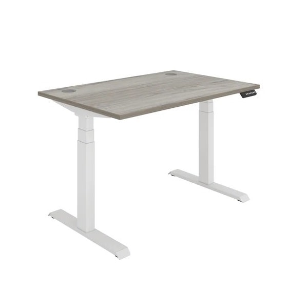 Office Rectangular Dual Motor Sit to Stand Desk (FSC) - Beech, White, Grey Oak, Oak - Height Range: 620 – 1280mm