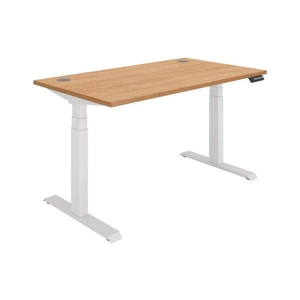 Office Rectangular Dual Motor Sit Stand Desk - 1400x800 - Beech