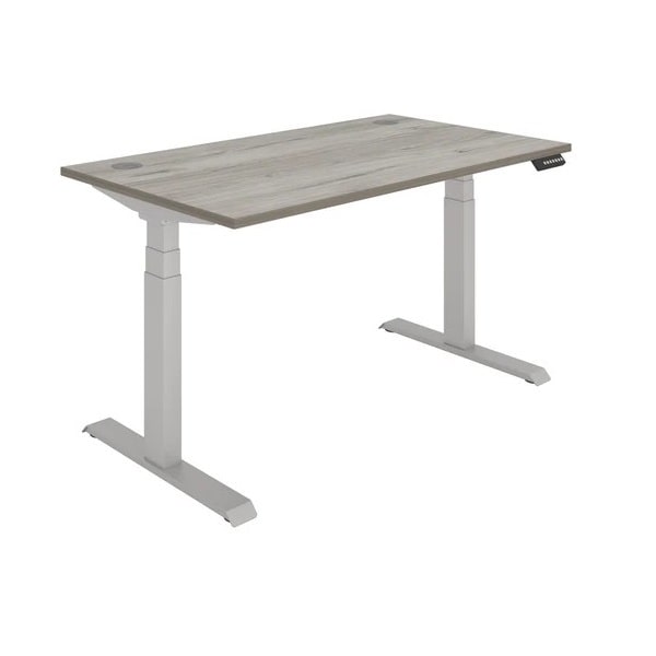 Office Rectangular Dual Motor Sit Stand Desk - 1400x800 - Grey Oak