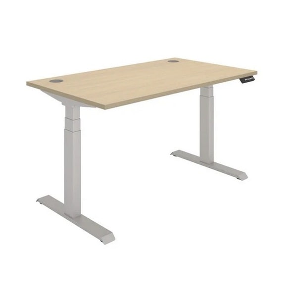 Office Rectangular Dual Motor Sit Stand Desk - 1400x800 - Oak