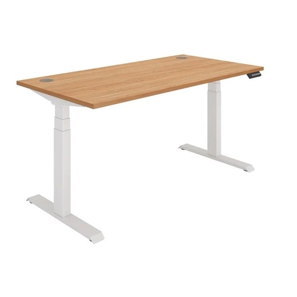 Office Rectangular Dual Motor Sit Stand Desk - 1400x800 - Beech