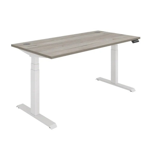 Office Rectangular Dual Motor Sit Stand Desk - 1600x800 - Grey oak