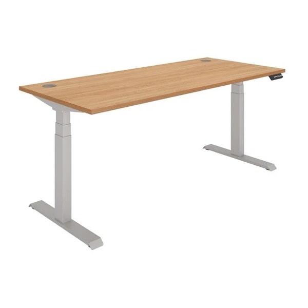 Office Rectangular Dual Motor Sit Stand Desk - 1800x800 - Beech
