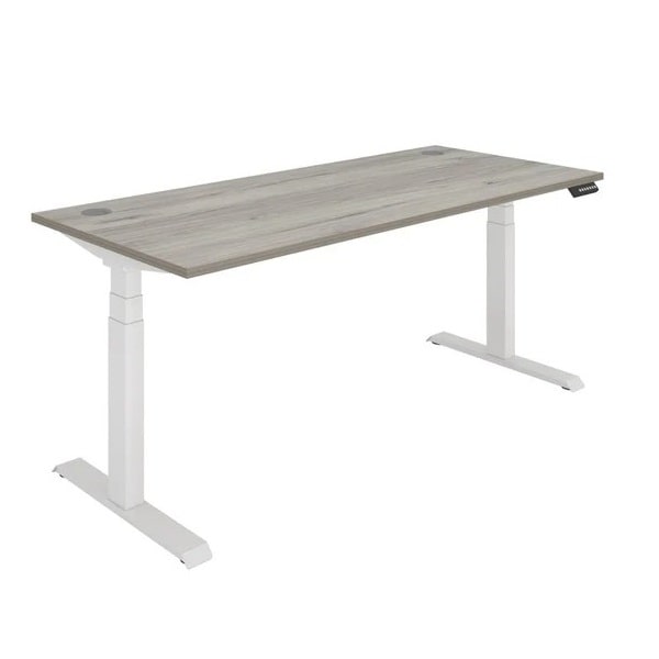 Office Rectangular Dual Motor Sit Stand Desk - 1800x800 - Grey Oak