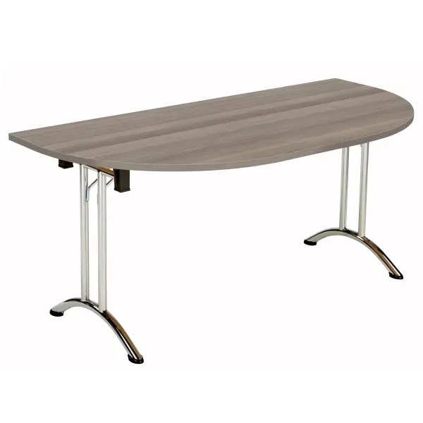 TC One Union Folding D-End Top Table - 1600 x 800mm - Grey Oak