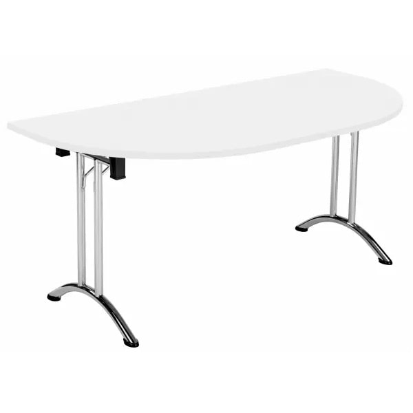 TC One Union Folding D-End Top Table - 1600 x 800mm - White